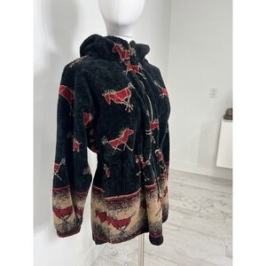 Novelty Print Fleece Zip‎ Up Women's Cinched Waist Jacket